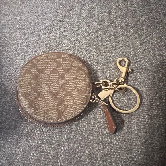 Coach Signature Brown Keychain Coin Holder - Picture 1 of 4